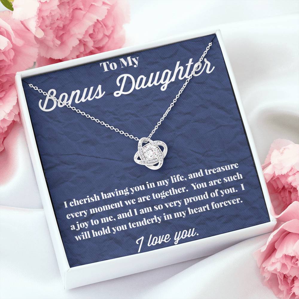 To My Bonus Daughter Love Knot Necklace, Stepdaughter Necklace, Bonus Daughter Jewelry, Nonbiological Daughter Necklace