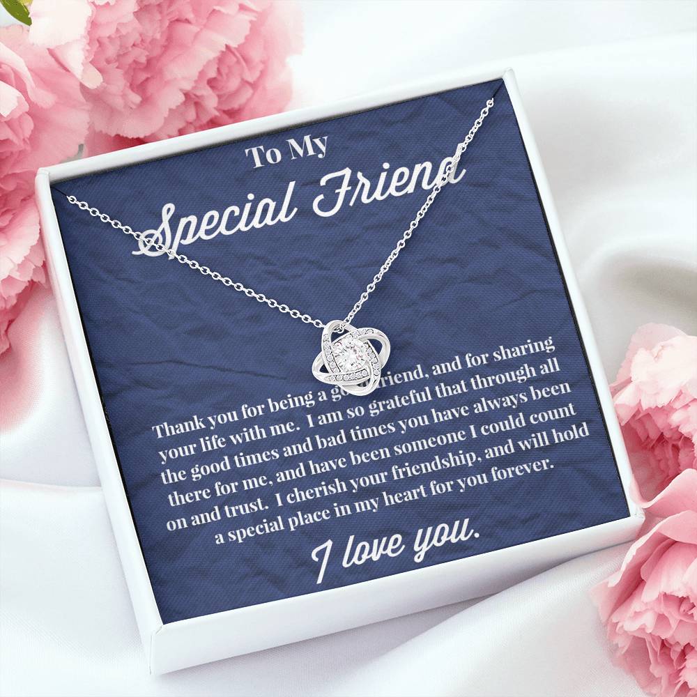To My Special Friend Love Knot Necklace, Gift for Best Friend, Necklace for Friend