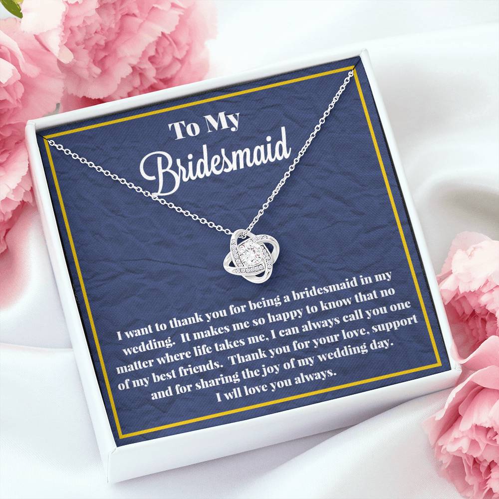 To My Bridesmaid Love Knot Necklace