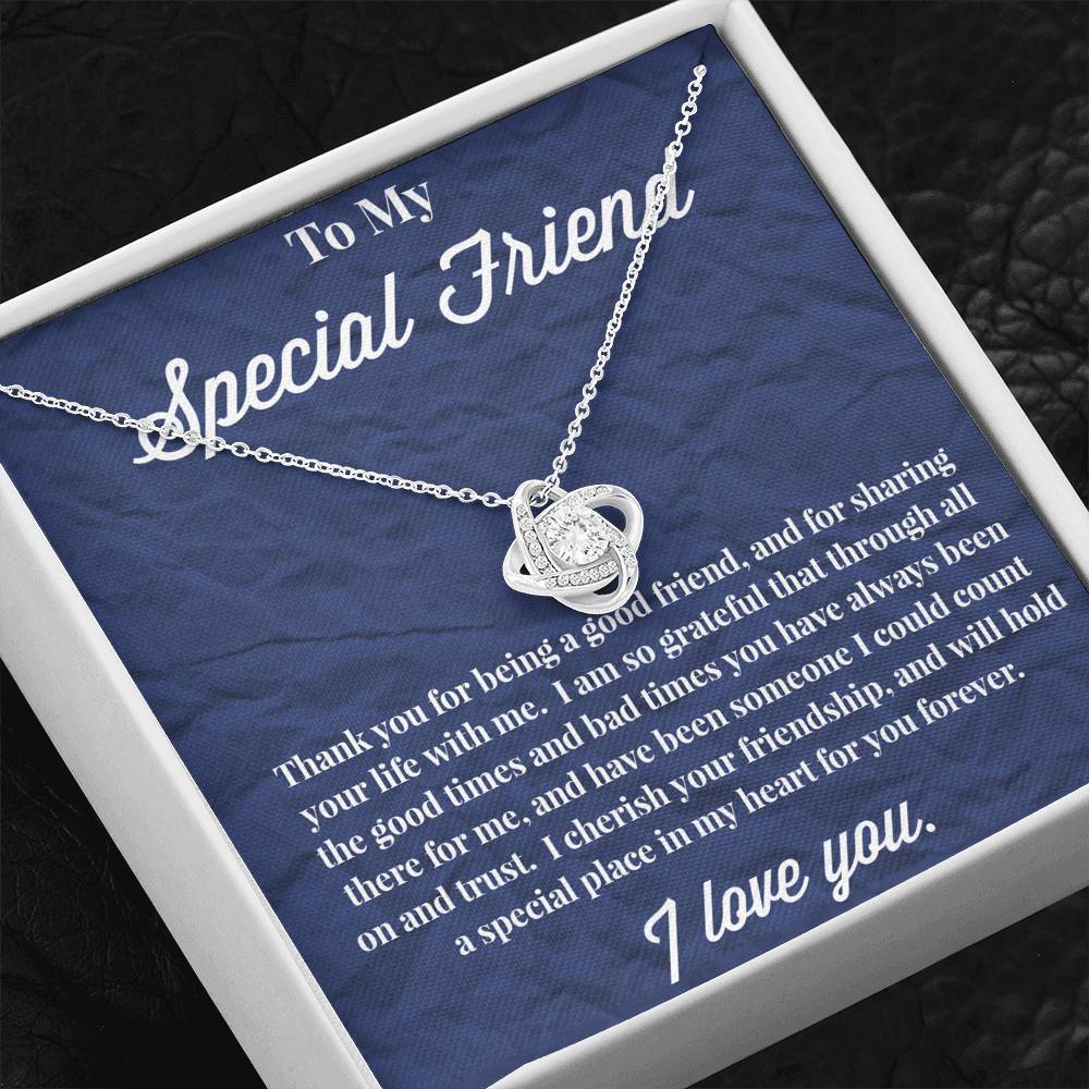 To My Special Friend Love Knot Necklace, Gift for Best Friend, Necklace for Friend