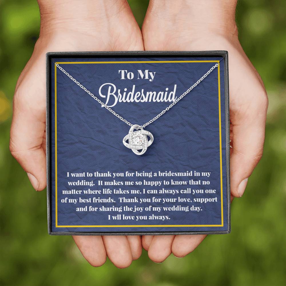 To My Bridesmaid Love Knot Necklace