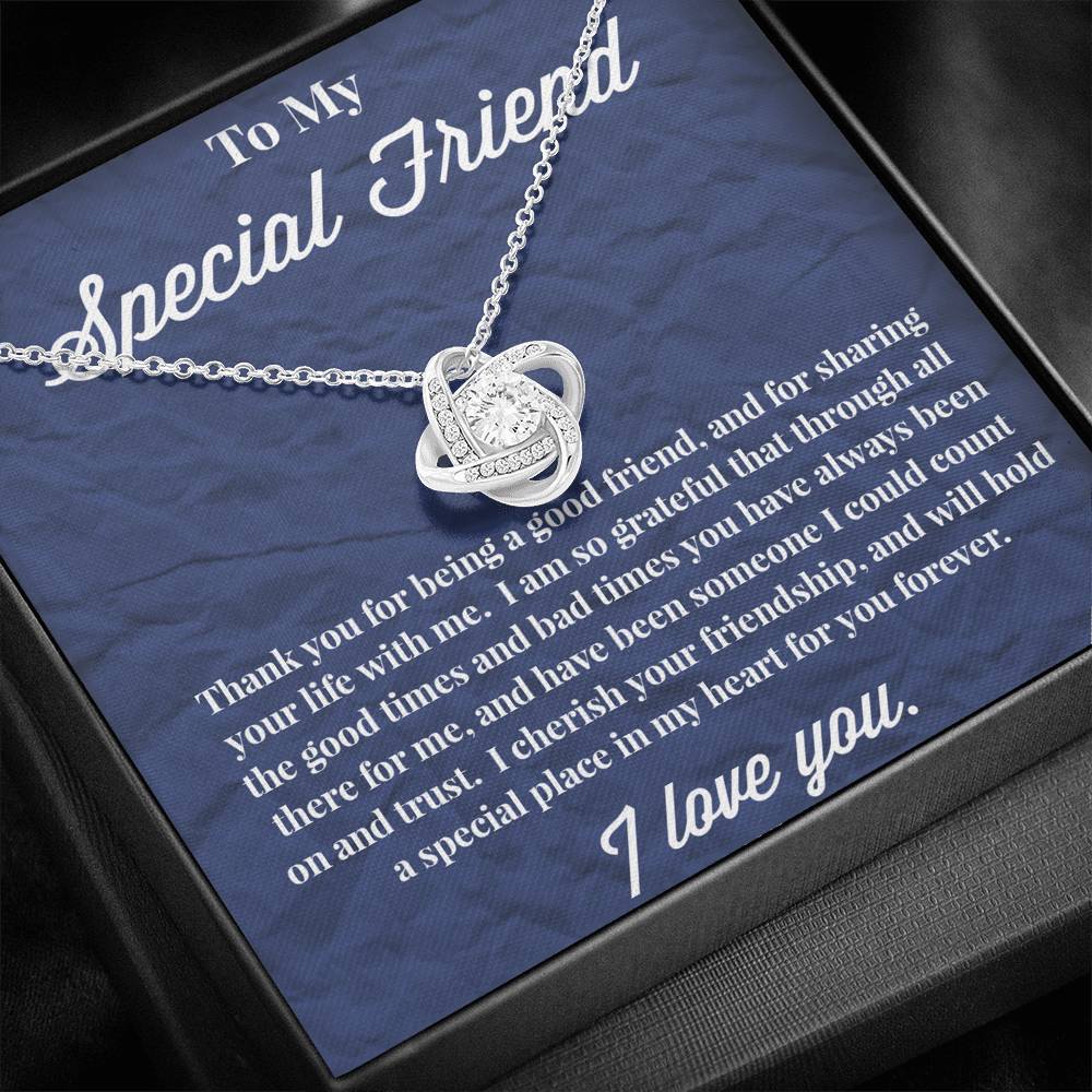To My Special Friend Love Knot Necklace, Gift for Best Friend, Necklace for Friend