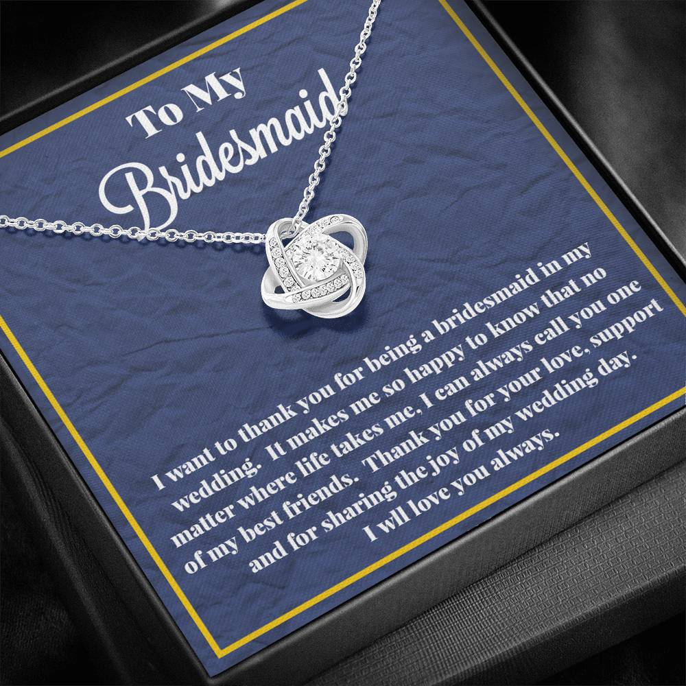 To My Bridesmaid Love Knot Necklace