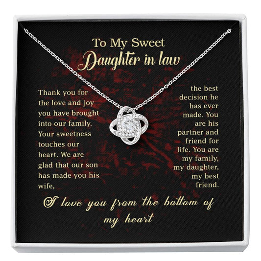 To My Sweet Daughter in Law Love Knot Necklace