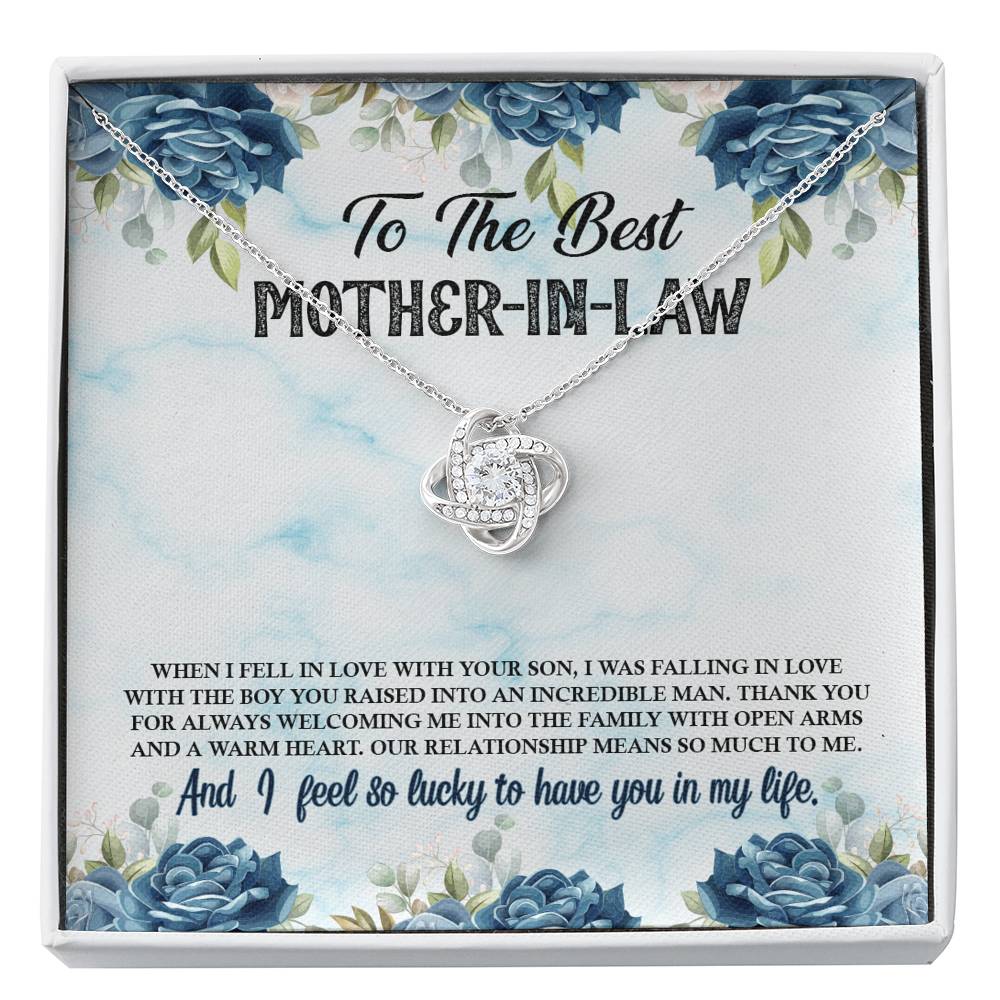 To The Best Mother-In-Law Love Knot Necklace
