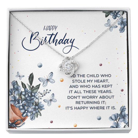 Birthday Necklace for Daughter - Love Knot Necklace