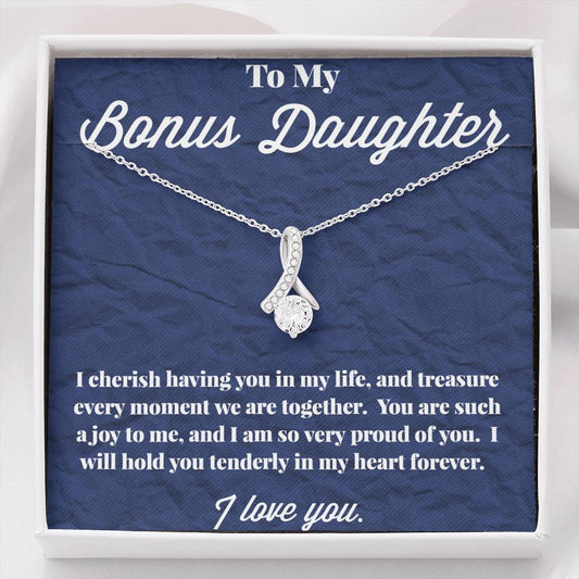 To My Bonus Daughter Alluring Beauty Necklace, Stepdaughter Necklace, Bonus Daughter Jewelry, Nonbiological Daughter Necklace