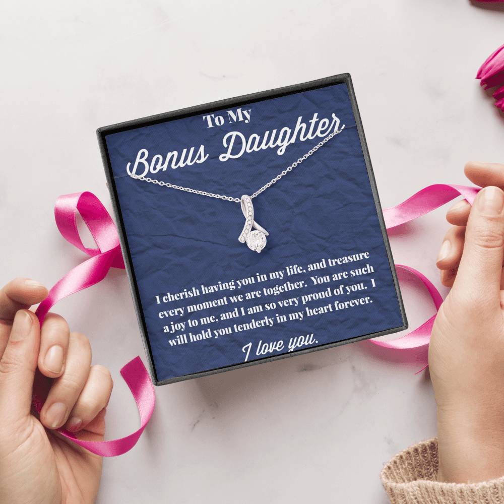 To My Bonus Daughter Alluring Beauty Necklace, Stepdaughter Necklace, Bonus Daughter Jewelry, Nonbiological Daughter Necklace