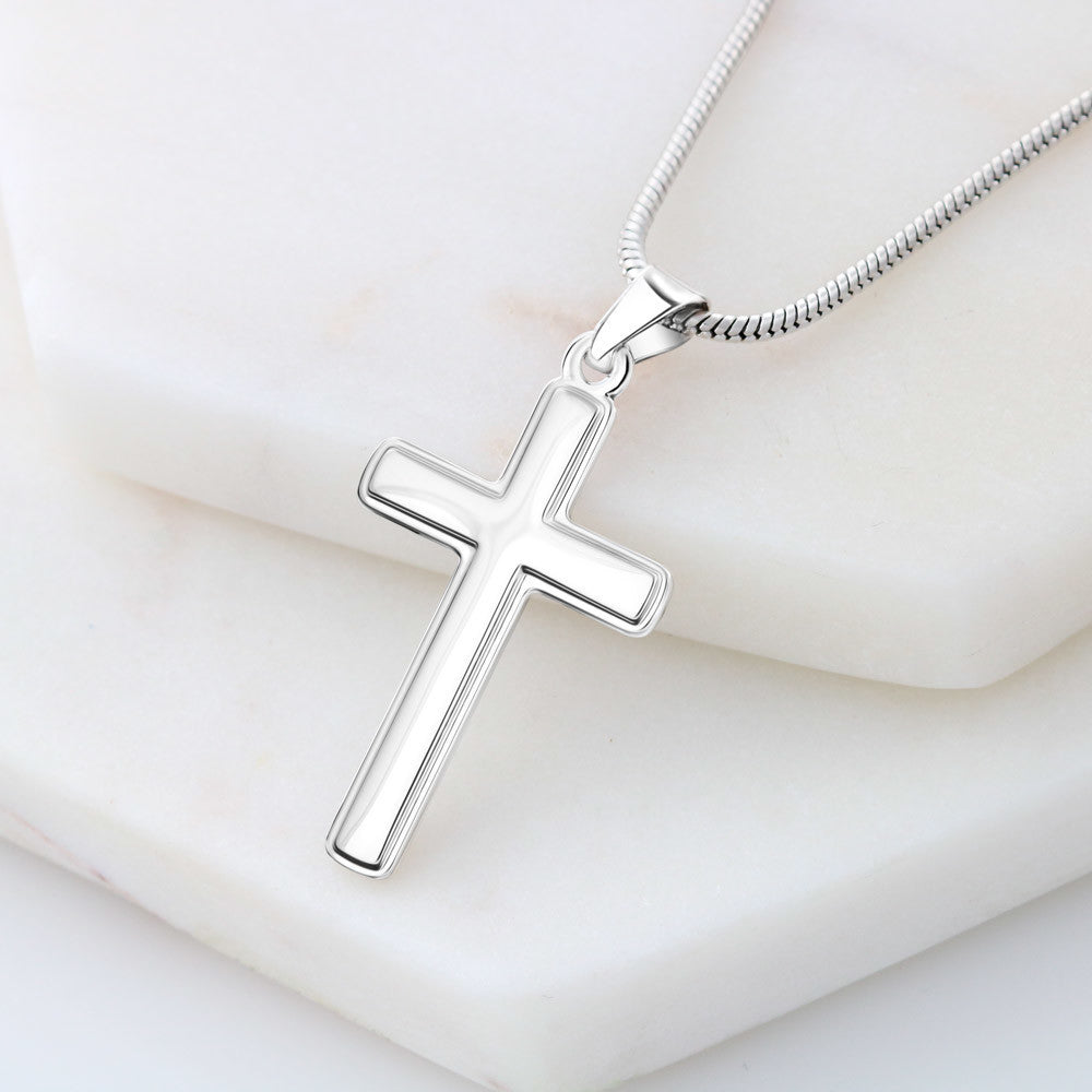 John 3:16 Artisan-Crafted Stainless Steel Cross Necklace