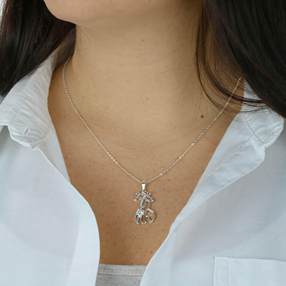 Merry Christmas to Our Daughter - Graceful Love Giraffe Necklace - Christmas Gift for Daughter - Necklace for Daughter
