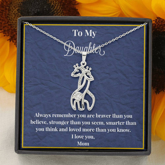 To My Daughter Always Remember Graceful Love Giraffe Necklace