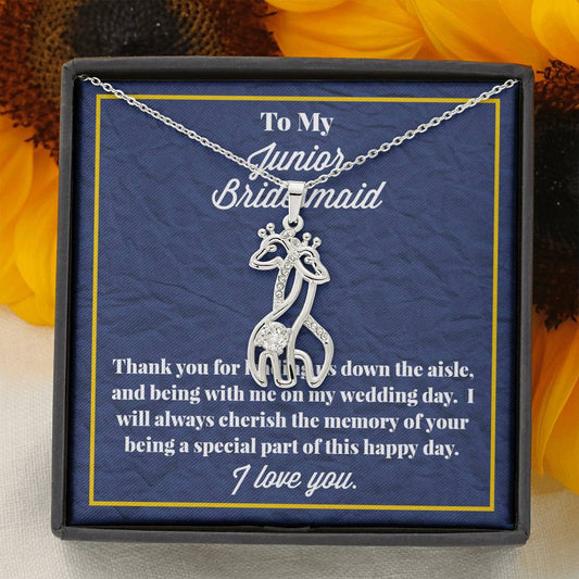 To My Junior Bridesmaid Graceful Love Giraffe Necklace