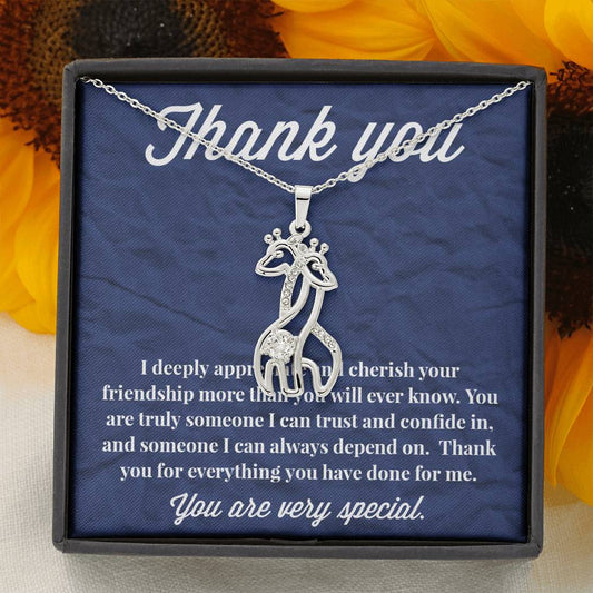 Thank You Graceful Love Giraffe Necklace - Thank You Gift - Necklace for Friend