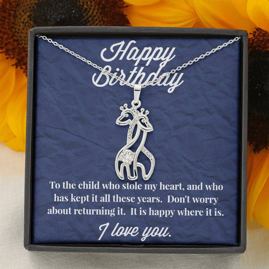 Happy Birthday Graceful Love Giraffe Necklace