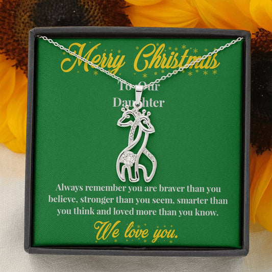 Merry Christmas to Our Daughter - Graceful Love Giraffe Necklace - Christmas Gift for Daughter - Necklace for Daughter