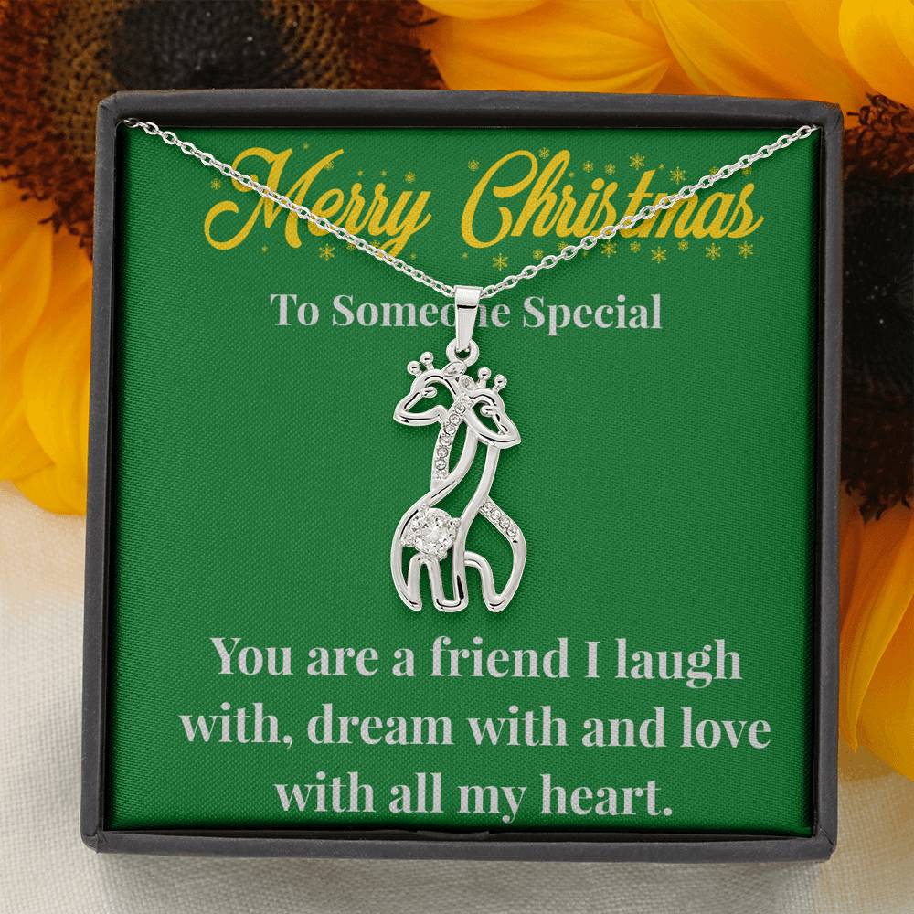Merry Christmas To My Friend Graceful Love Giraffe Necklace - Gift for Friend - Necklace for A Friend