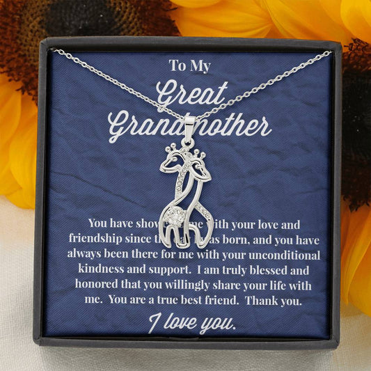 To My Great Grandmother Graceful Love Giraffe Necklace - Jewelry for Grandmother - Gift for Grandmother