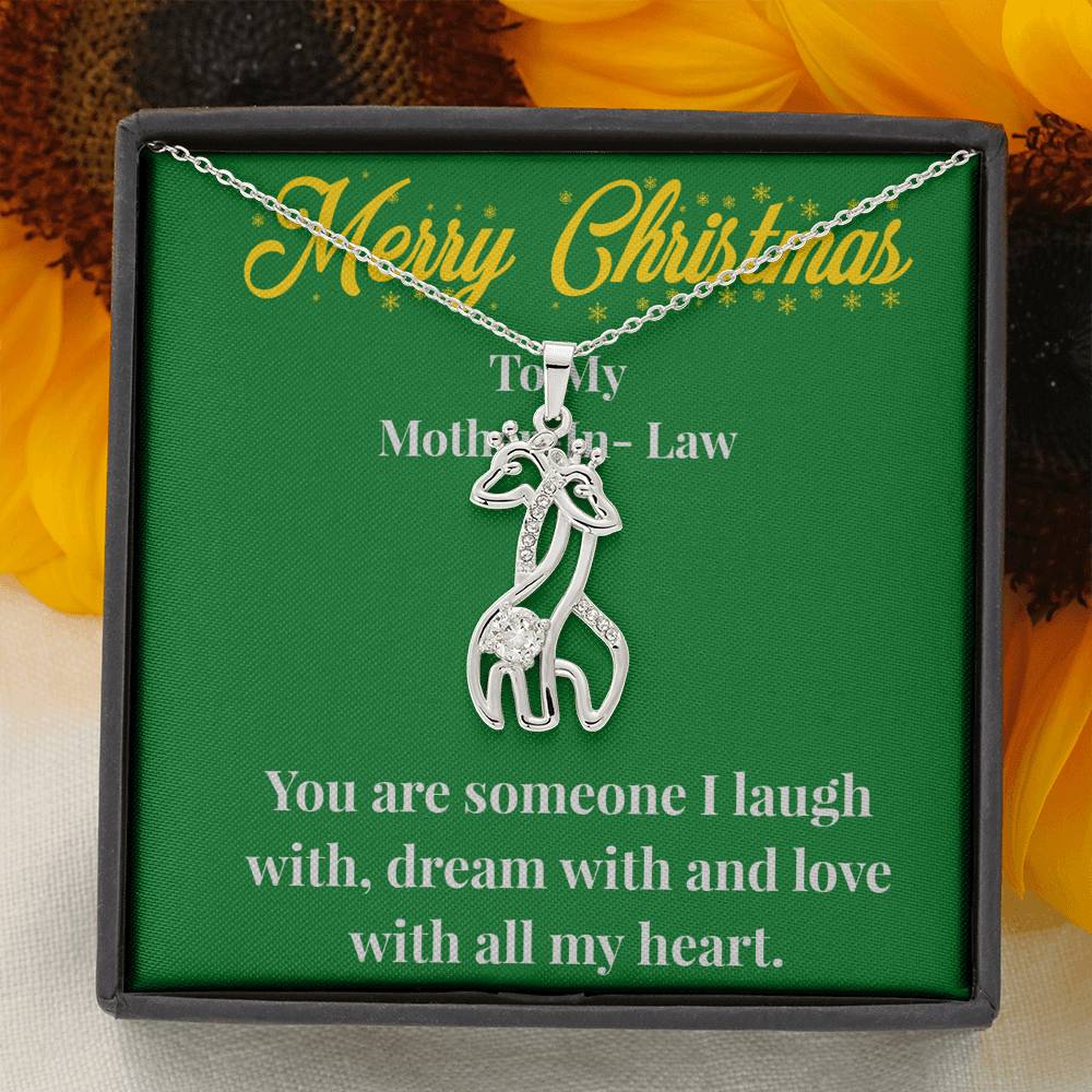 Merry Christmas To My Mother-In-Law Graceful Love Giraffe Necklace - Gift for Mother - Necklace for Mother-In-Law