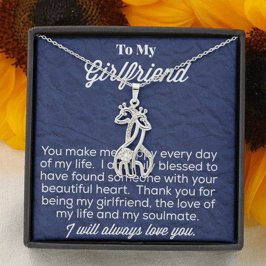 To My Girlfriend Graceful Love Giraffe Necklace