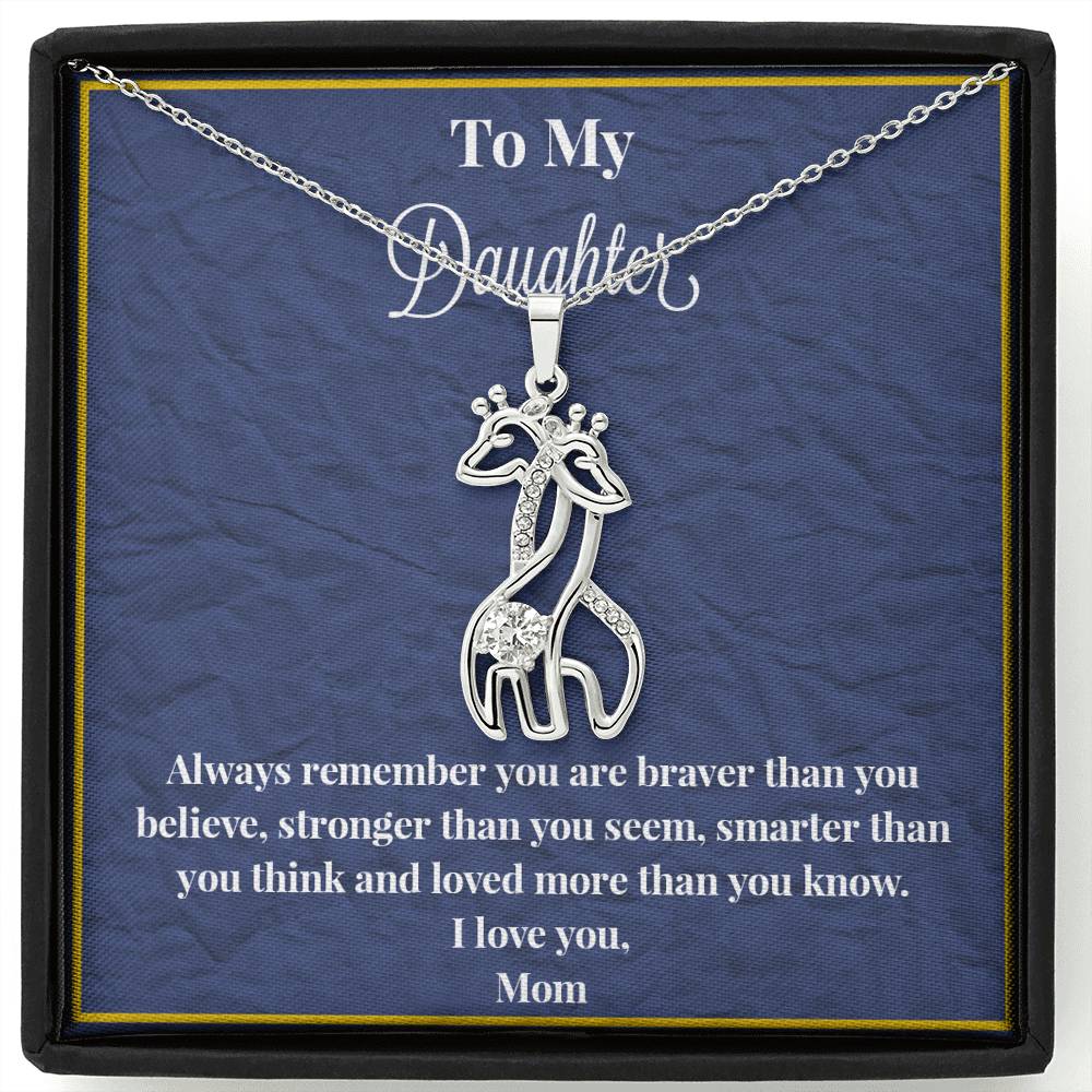 To My Daughter Always Remember Graceful Love Giraffe Necklace
