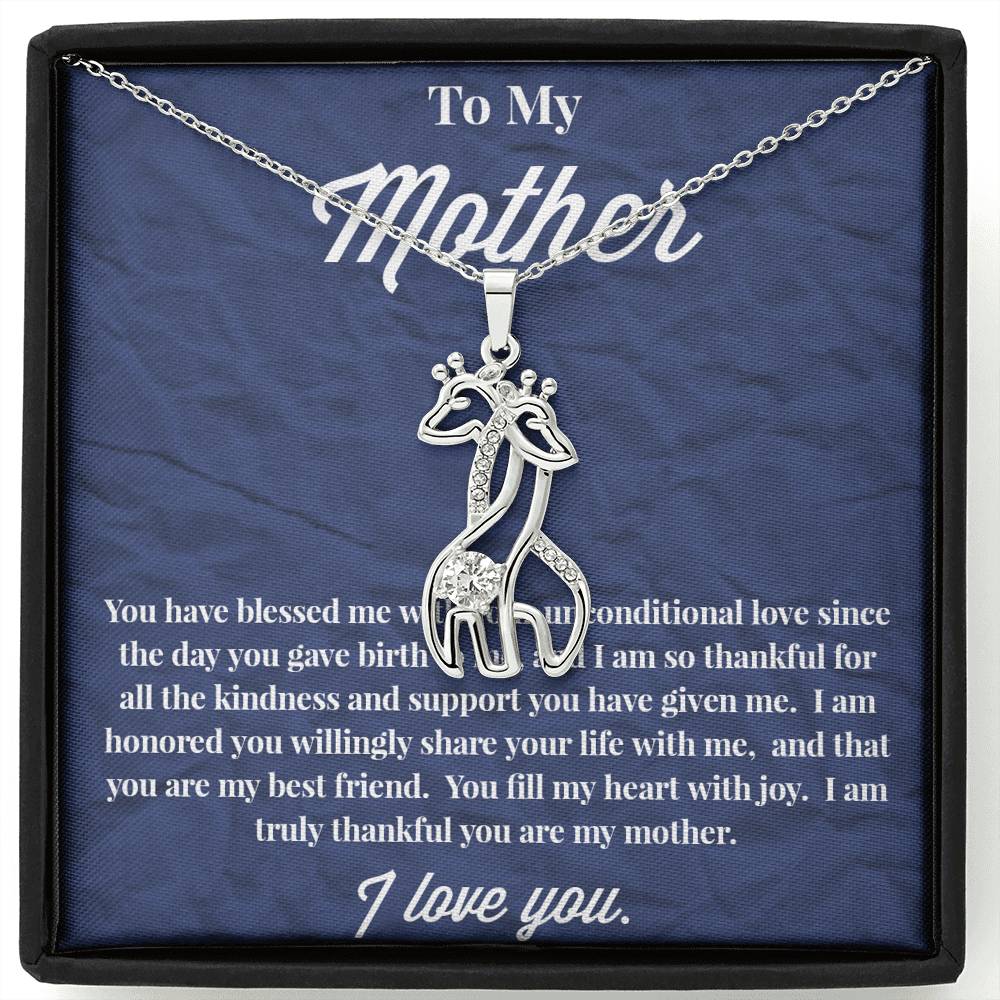 To My Mother Graceful Love Giraffe Necklace - Jewelry for Mom - Necklace for Mom - Gift for Mom