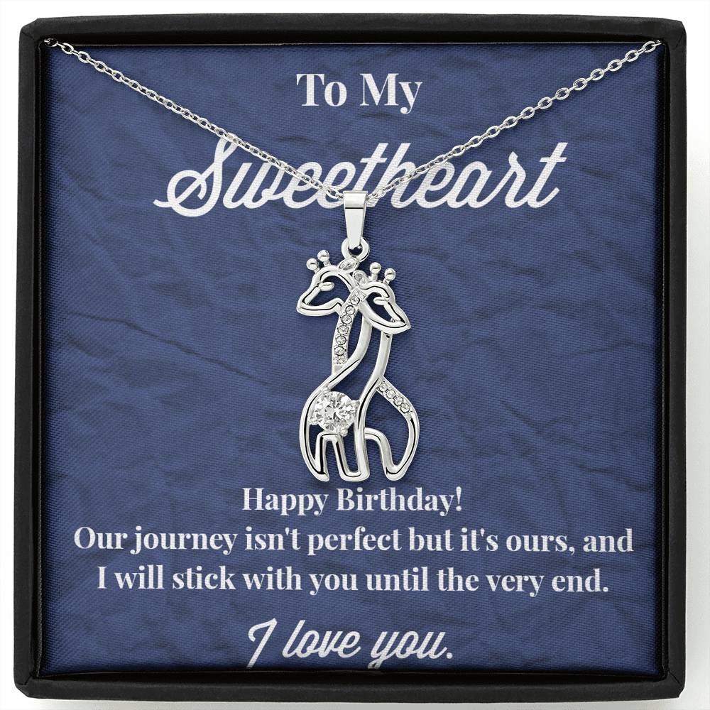 Happy Birthday To My Sweetheart Graceful Love Giraffe Necklace - Sweetheart Necklace - Jewelry for Wife - Necklace for Wife