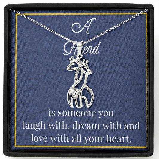 A Friend Is Someone You Love Graceful Love Giraffe Necklace