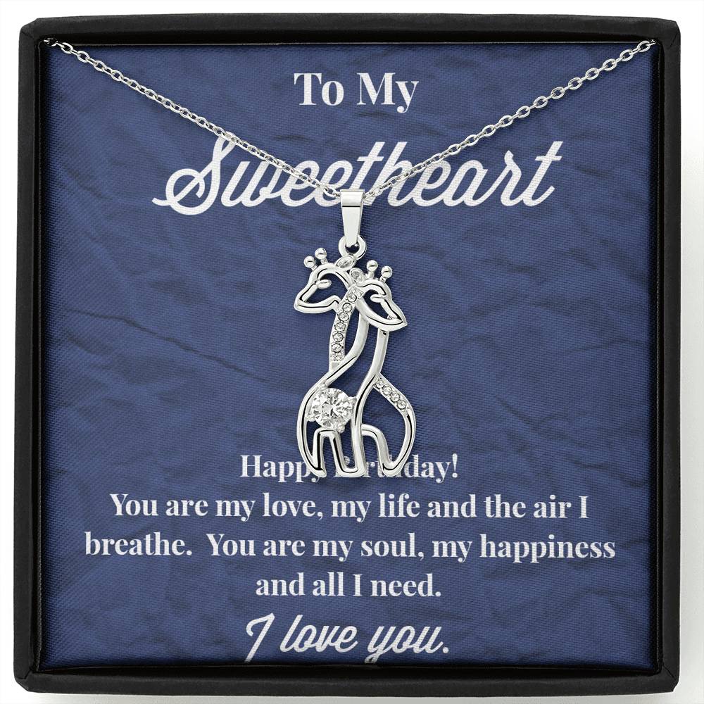Happy Birthday To My Sweetheart Graceful Love Giraffe Necklace - Jewelry for Wife - Necklace for Wife