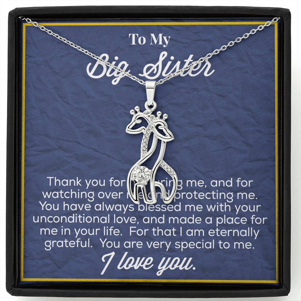 To My Big Sister Graceful Love Giraffe Necklace