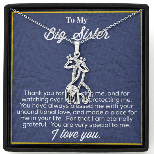 To My Big Sister Graceful Love Giraffe Necklace