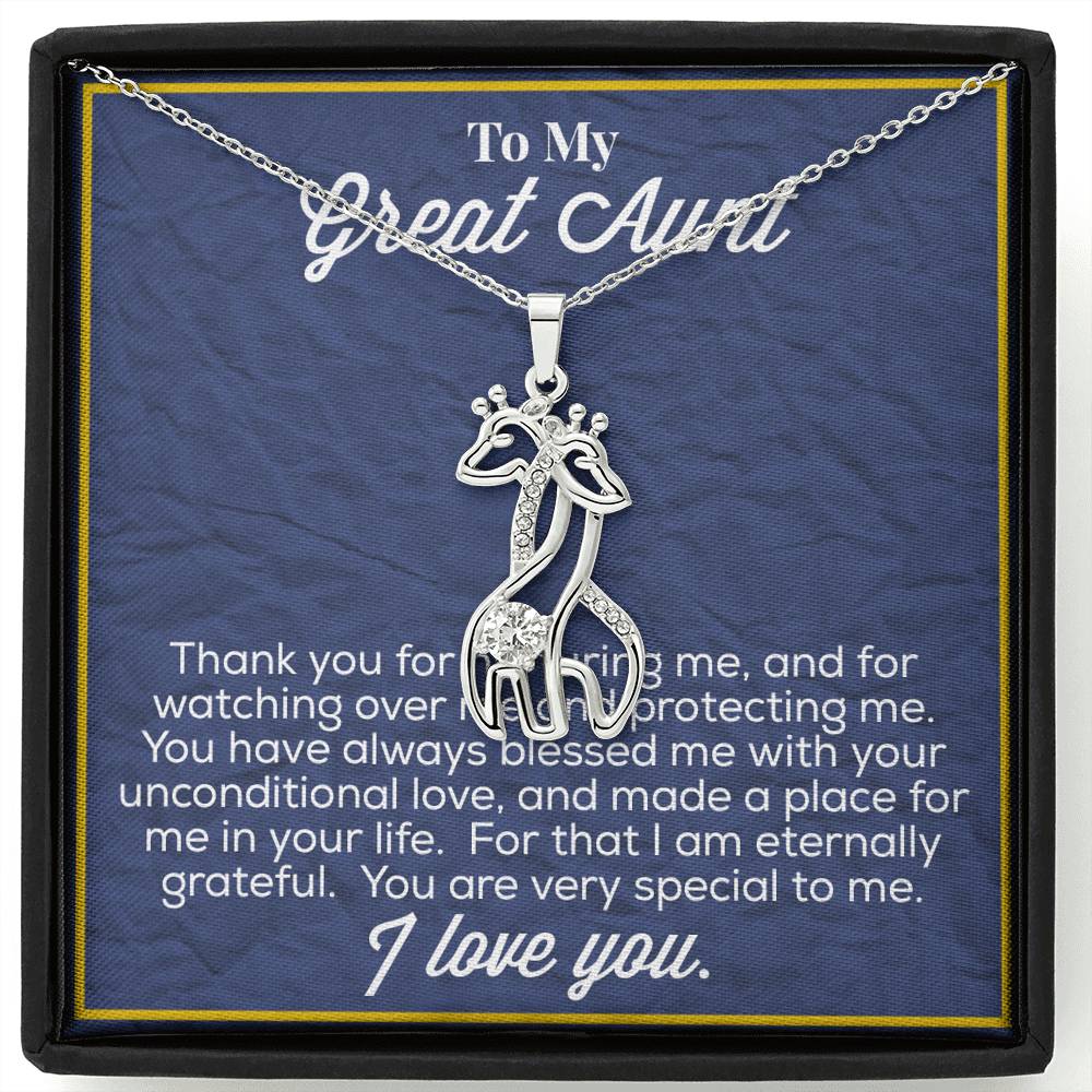 To My Great Aunt Graceful Love Giraffe Necklace