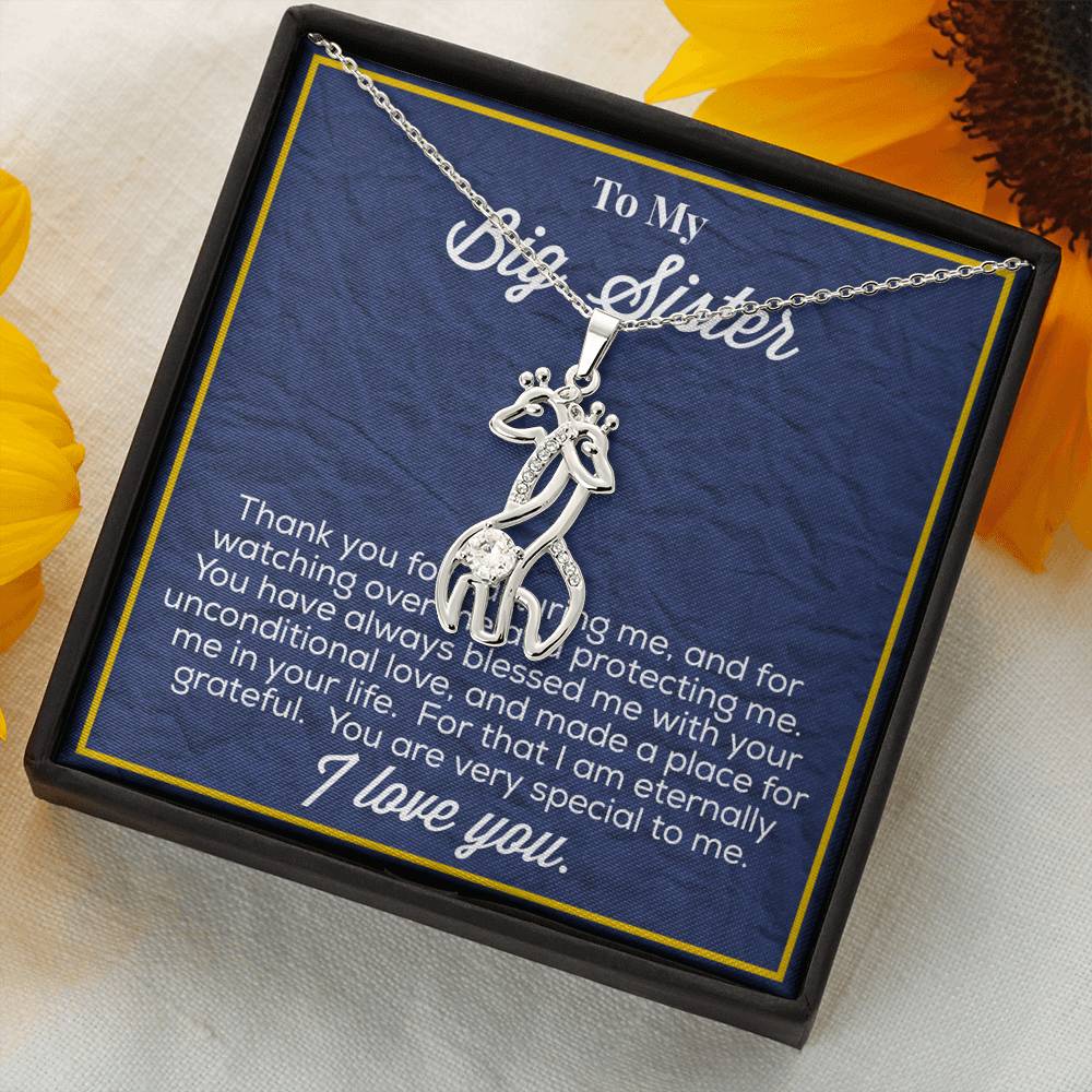 To My Big Sister Graceful Love Giraffe Necklace