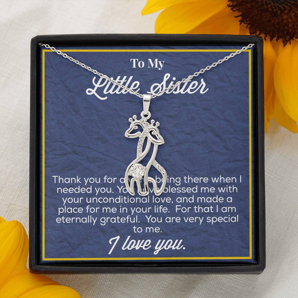 To My Little Sister Graceful Love Giraffe Necklace