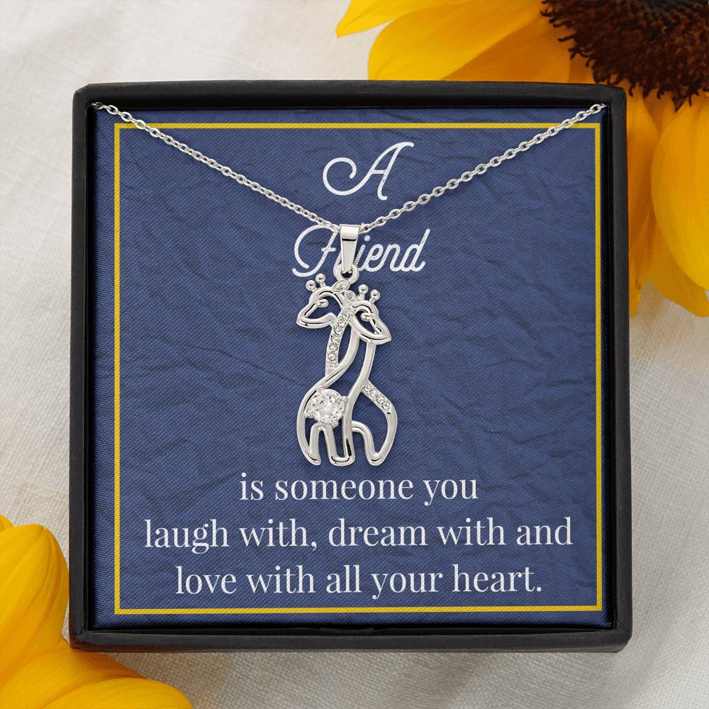 A Friend Is Someone You Love Graceful Love Giraffe Necklace