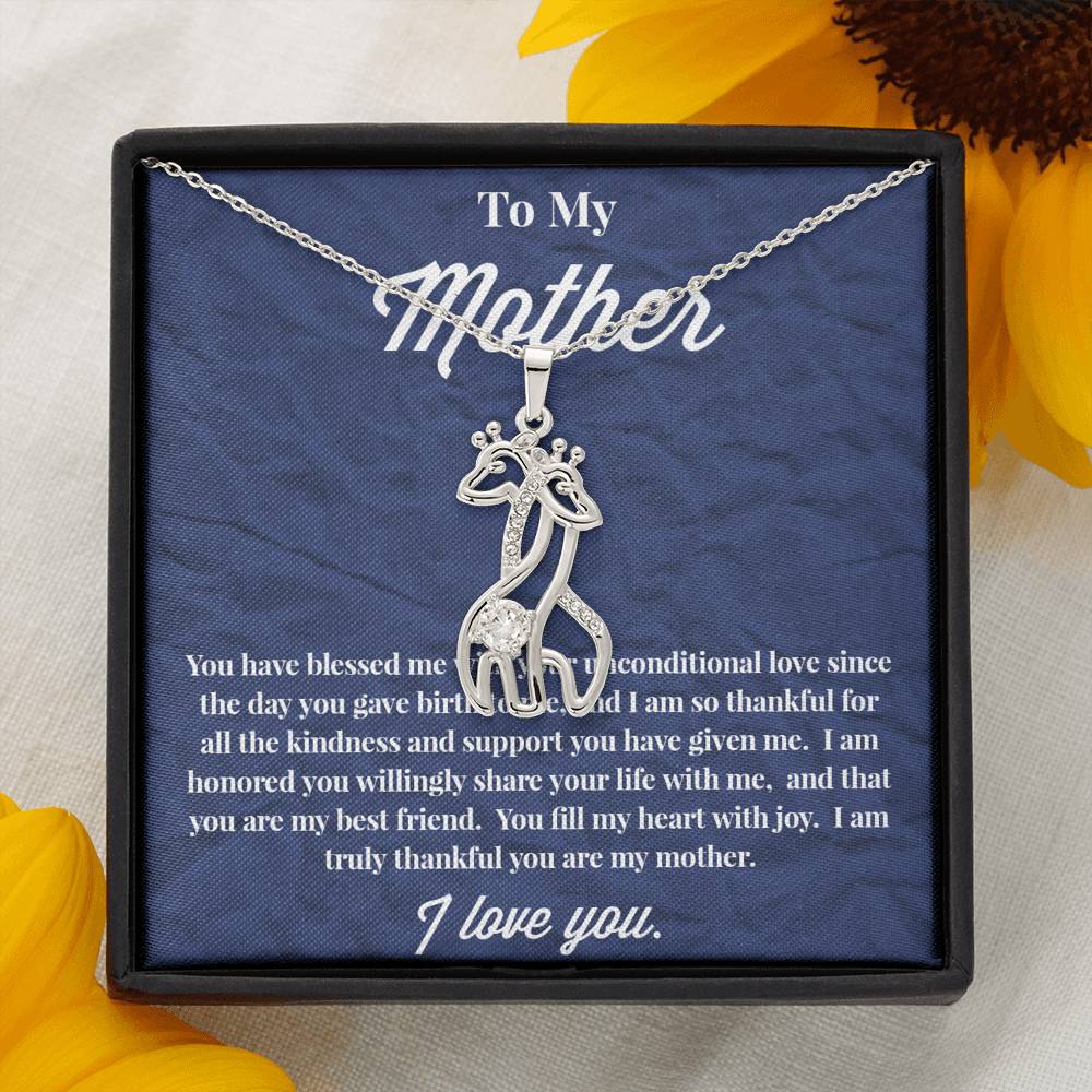 To My Mother Graceful Love Giraffe Necklace - Jewelry for Mom - Necklace for Mom - Gift for Mom
