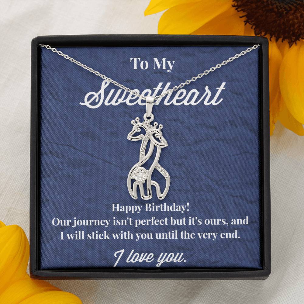 Happy Birthday To My Sweetheart Graceful Love Giraffe Necklace - Sweetheart Necklace - Jewelry for Wife - Necklace for Wife