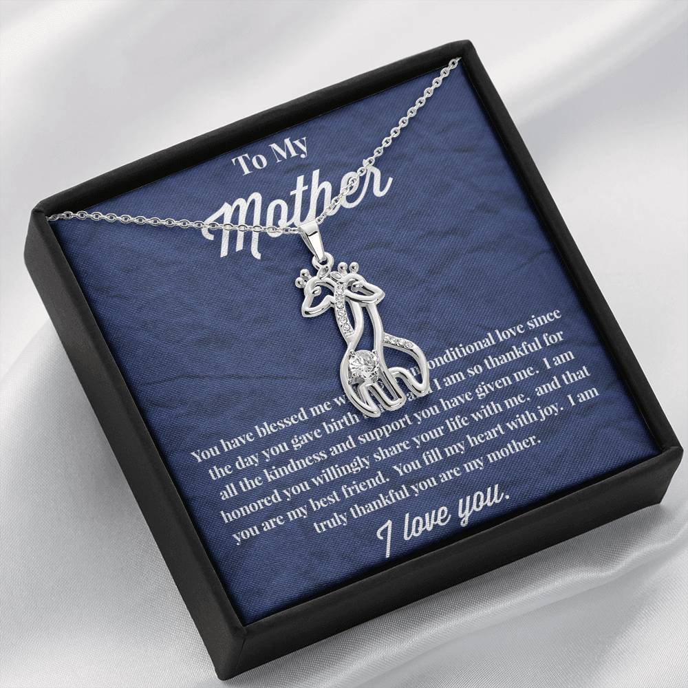 To My Mother Graceful Love Giraffe Necklace - Jewelry for Mom - Necklace for Mom - Gift for Mom