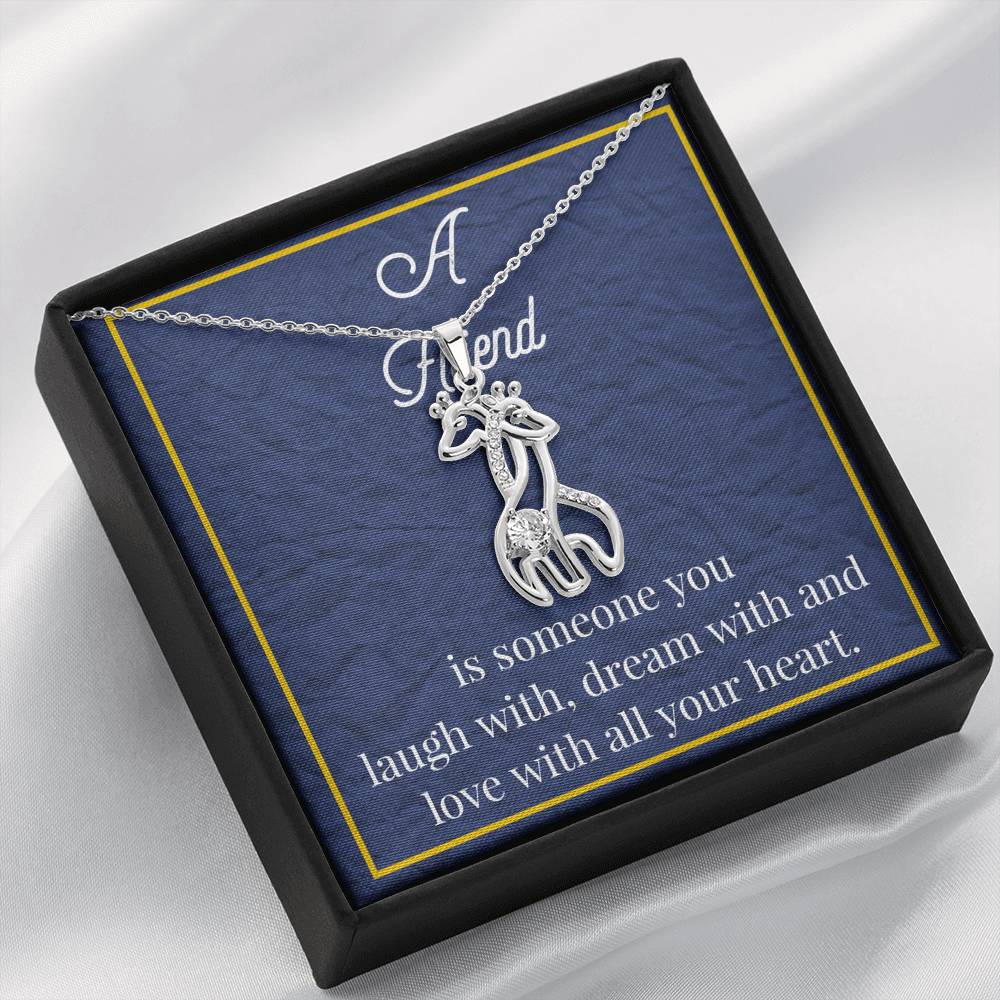 A Friend Is Someone You Love Graceful Love Giraffe Necklace