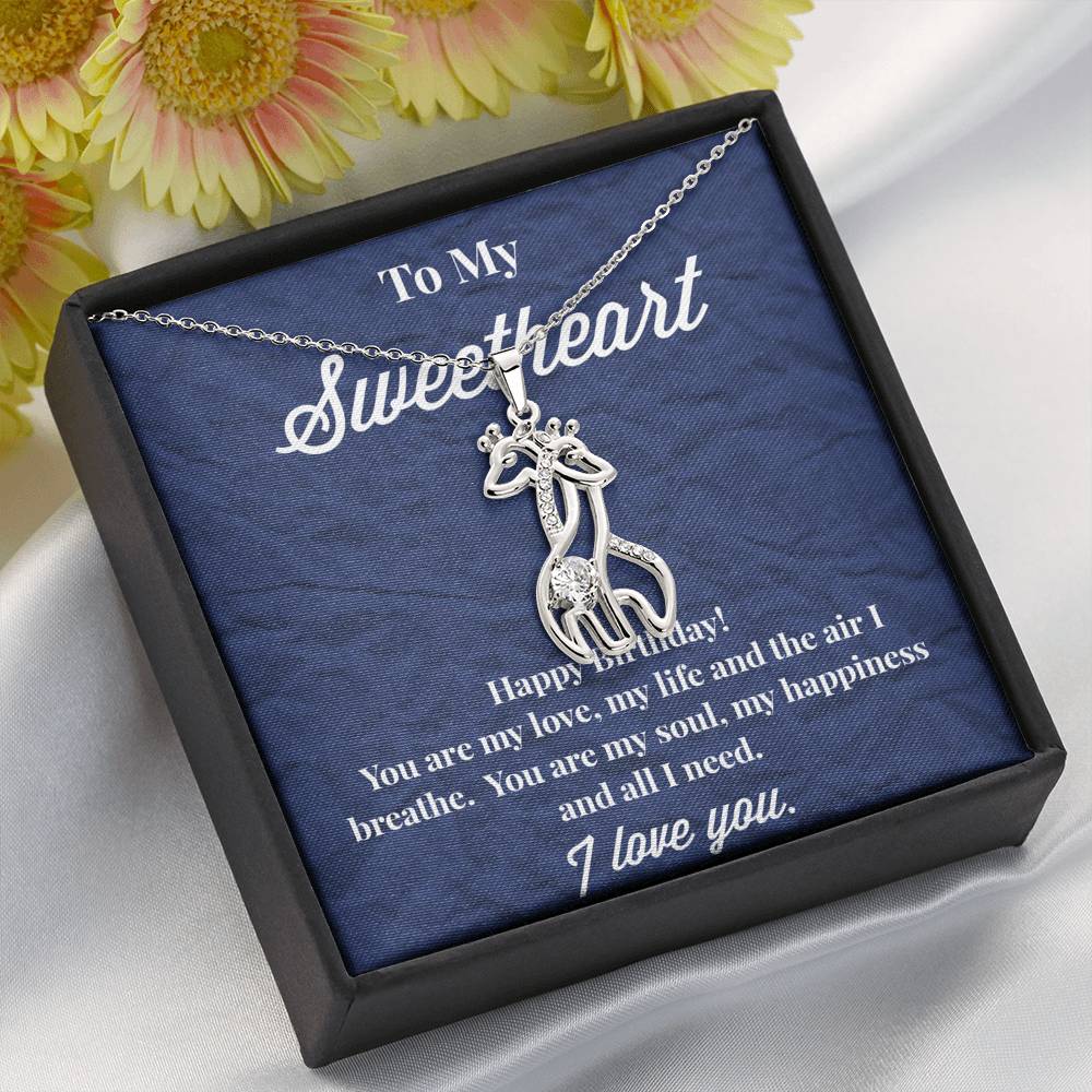 Happy Birthday To My Sweetheart Graceful Love Giraffe Necklace - Jewelry for Wife - Necklace for Wife
