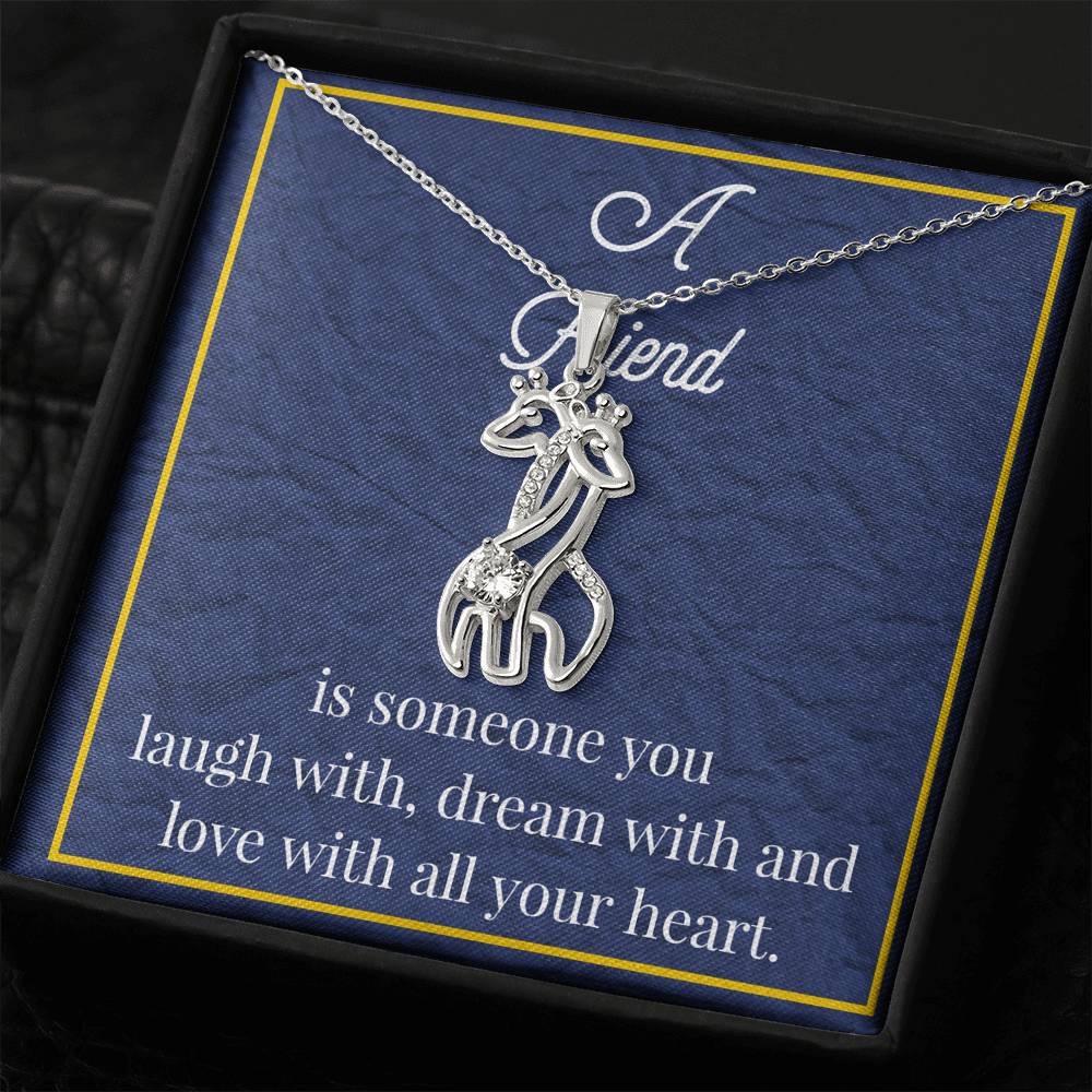A Friend Is Someone You Love Graceful Love Giraffe Necklace