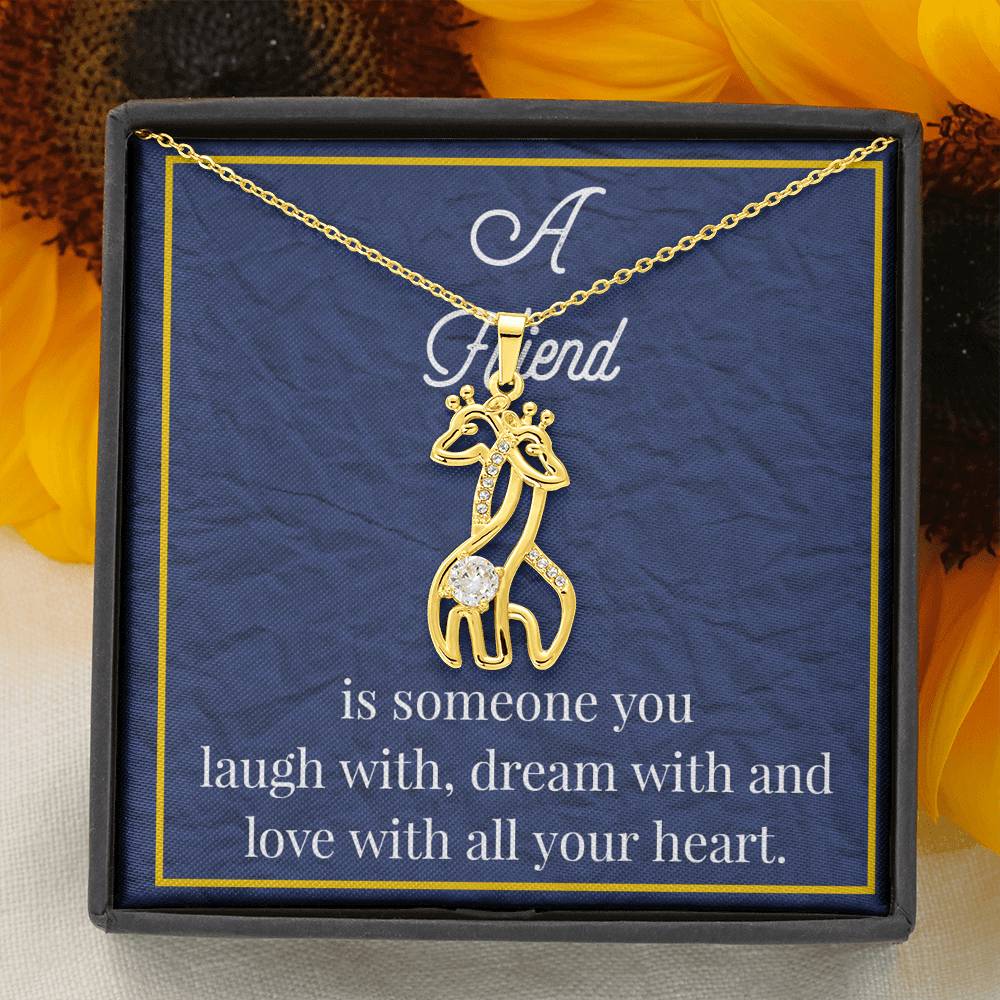 A Friend Is Someone You Love Graceful Love Giraffe Necklace