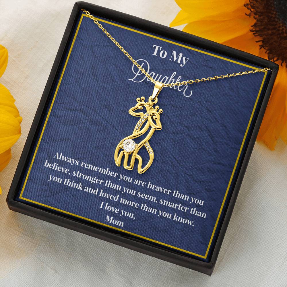 To My Daughter Always Remember Graceful Love Giraffe Necklace