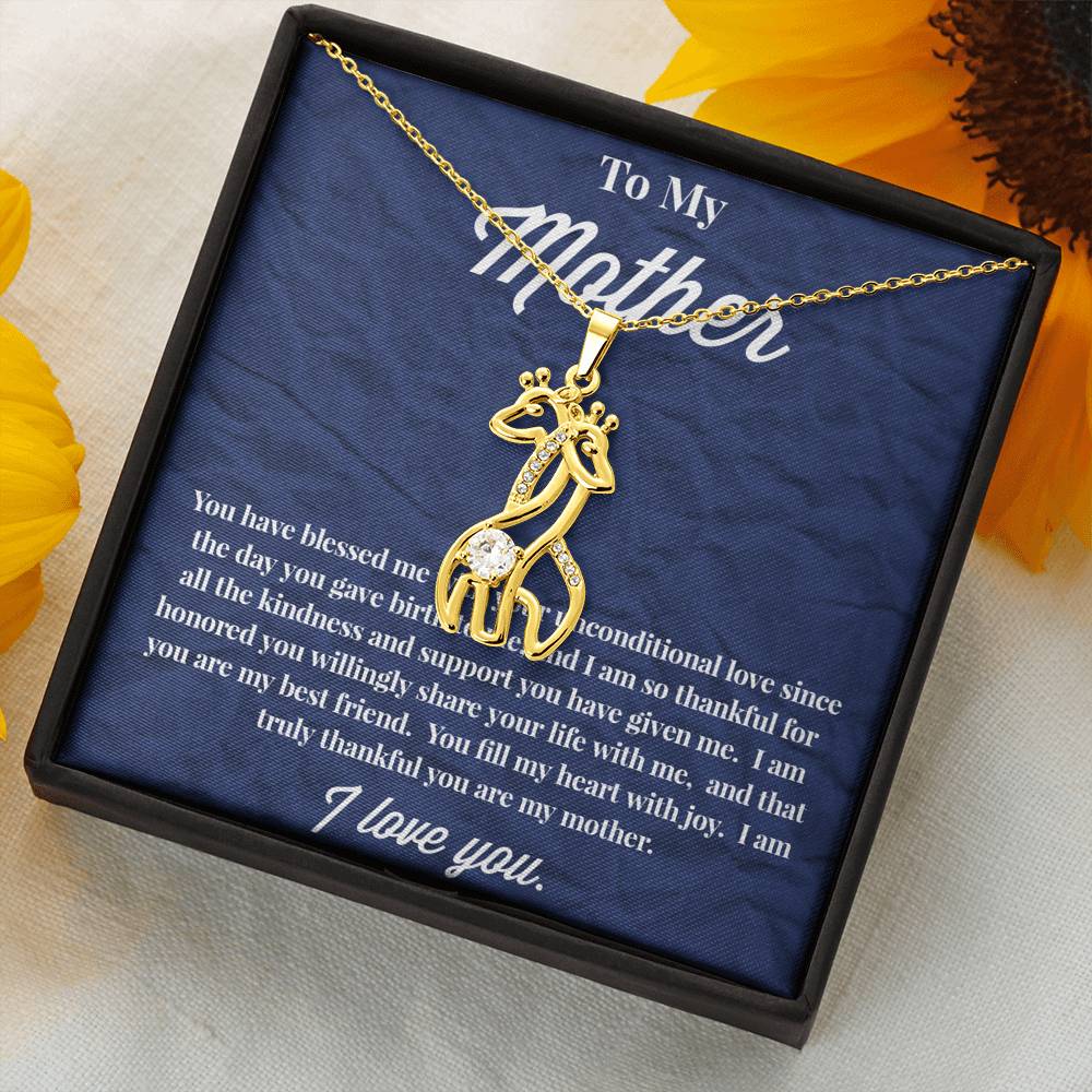 To My Mother Graceful Love Giraffe Necklace - Jewelry for Mom - Necklace for Mom - Gift for Mom