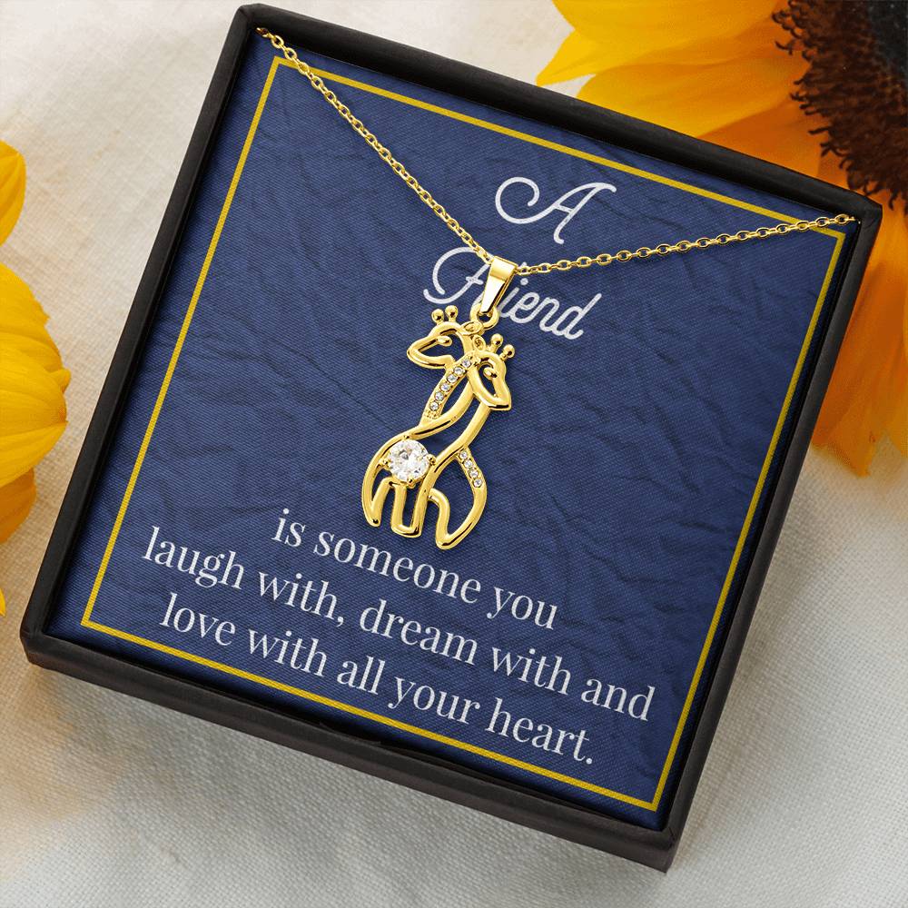A Friend Is Someone You Love Graceful Love Giraffe Necklace