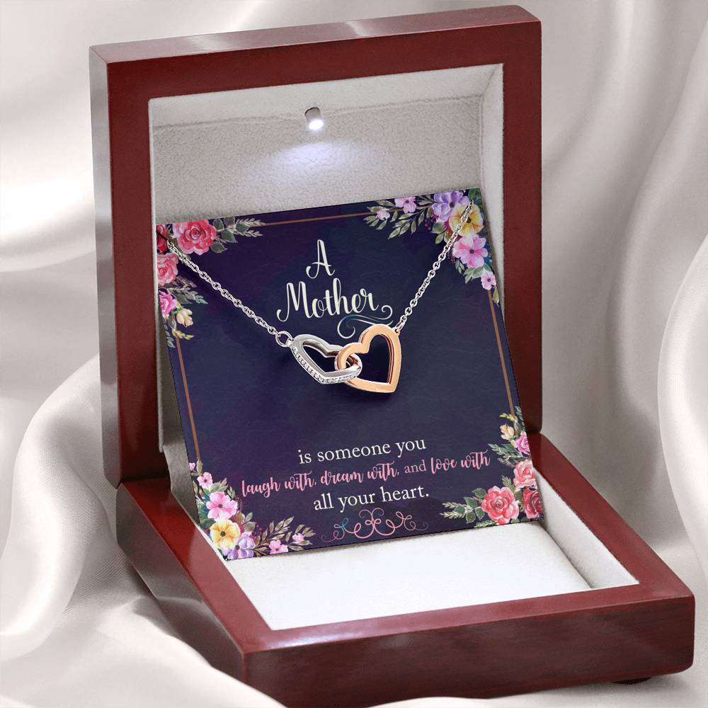 A Mother Is Someone You Love With All Your Heart Interlocking Hearts Necklace