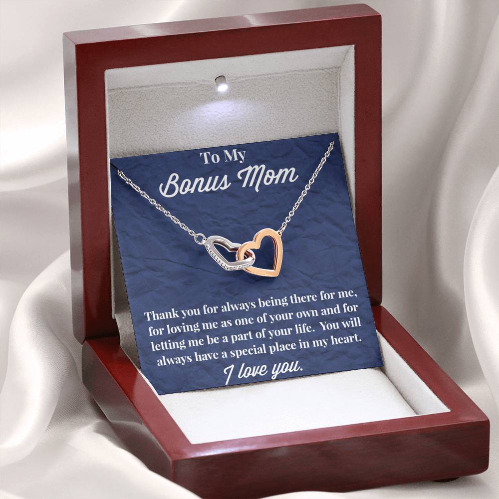 To My Bonus Mom Interlocking Hearts Necklace