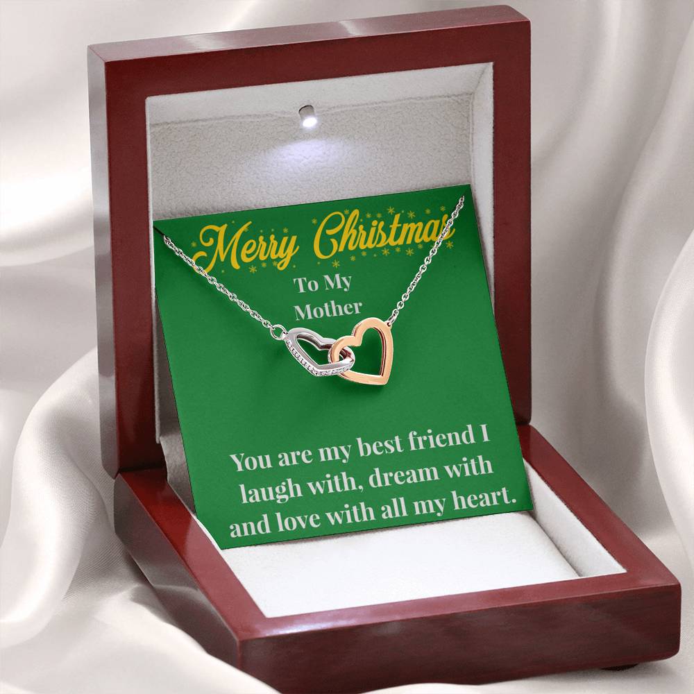 Merry Christmas To My Mother Interlocking Hearts Necklace - Gift for Mom - Necklace for Mom