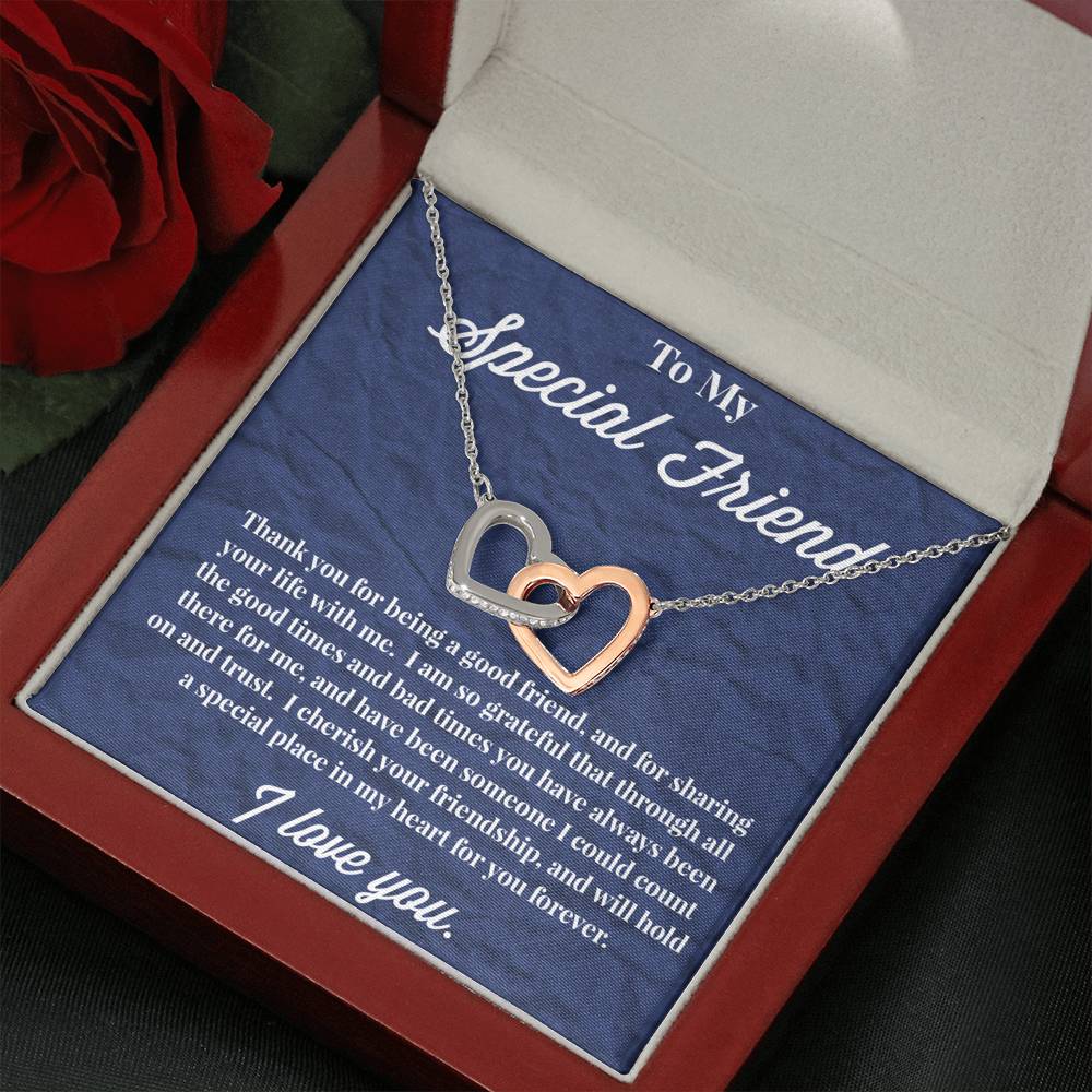 To My Special Friend Interlocking Hearts Necklace, Gift for Best Friend, Necklace for Friend