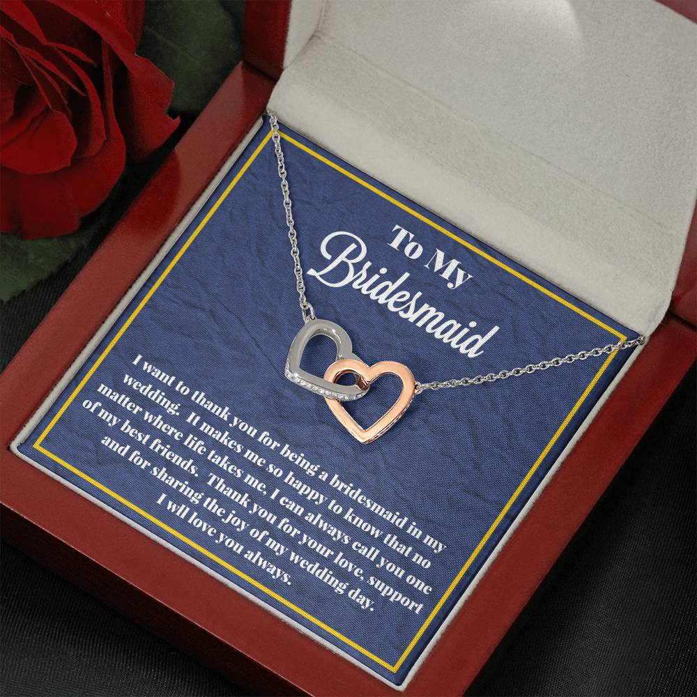 To My Bridesmaid Interlocking Hearts Necklace