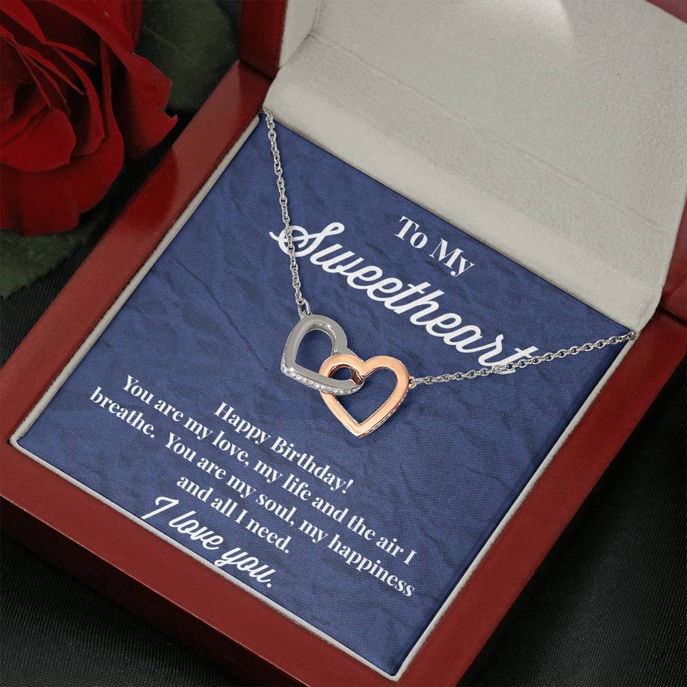 Happy Birthday To My Sweetheart Interlocking Hearts Necklace - Jewelry for Wife - Necklace for Wife